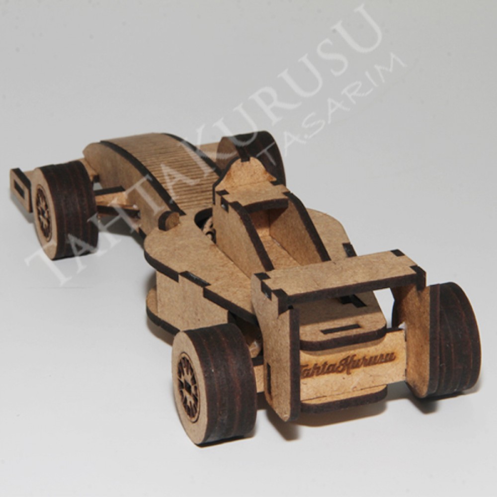 3D Ahşap Lazer Kesim Puzzle F1 Araba